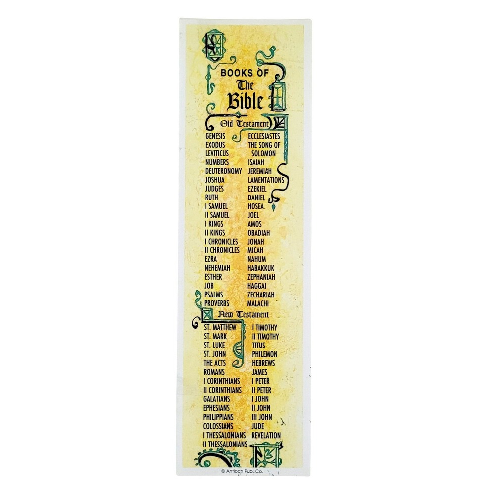 Vintage 80s "Books of the Bible" Bookmark, plastic, yellow 70s, Antioch Pub. Co.